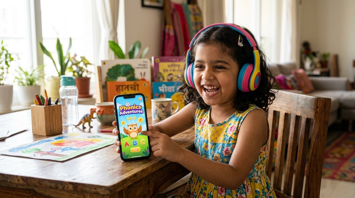 Child learning with audio guidance