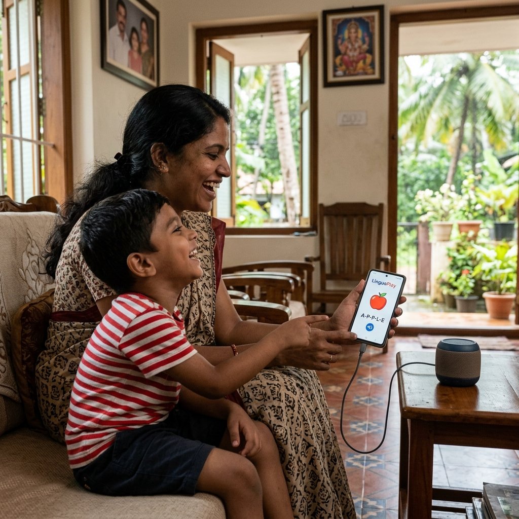 Child learning vocabulary with audio