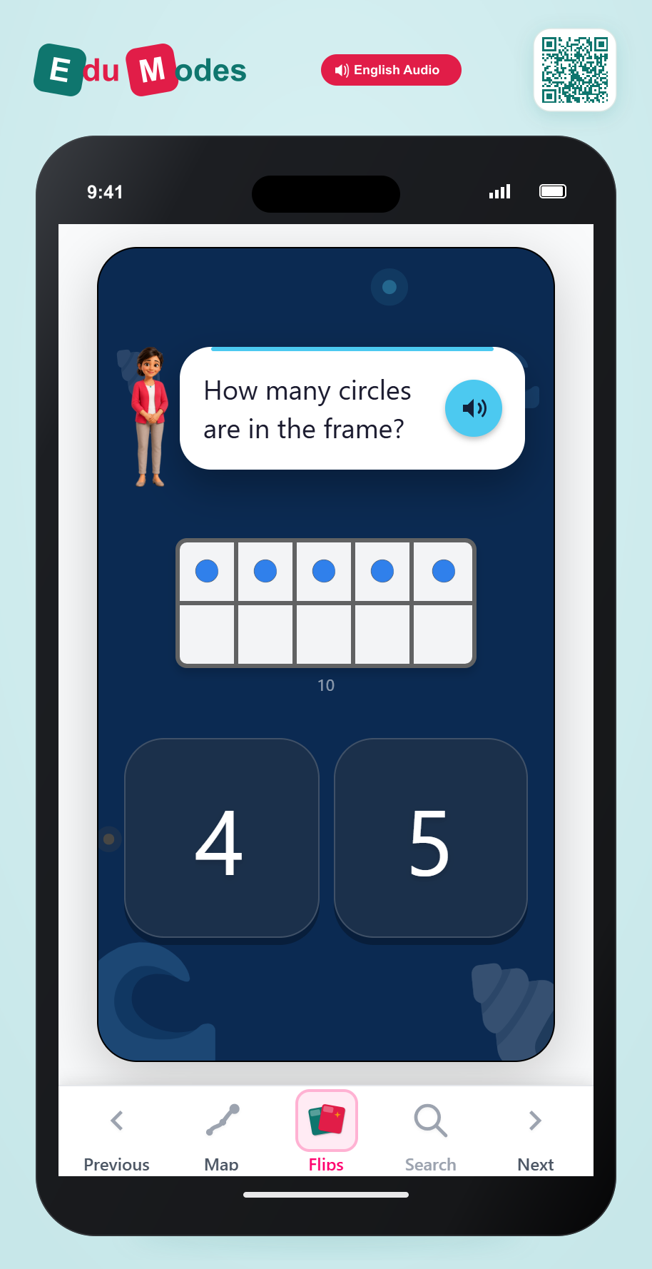 Count on ten frames up to 10 - Count 5 Circles - Interactive Learning Game Preview