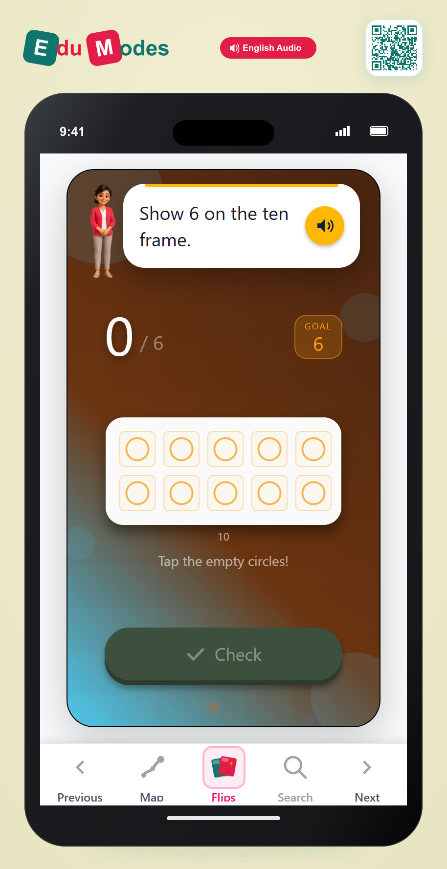Show numbers on ten frames up to 10 - Show 6 Squares - Interactive Learning Game Preview