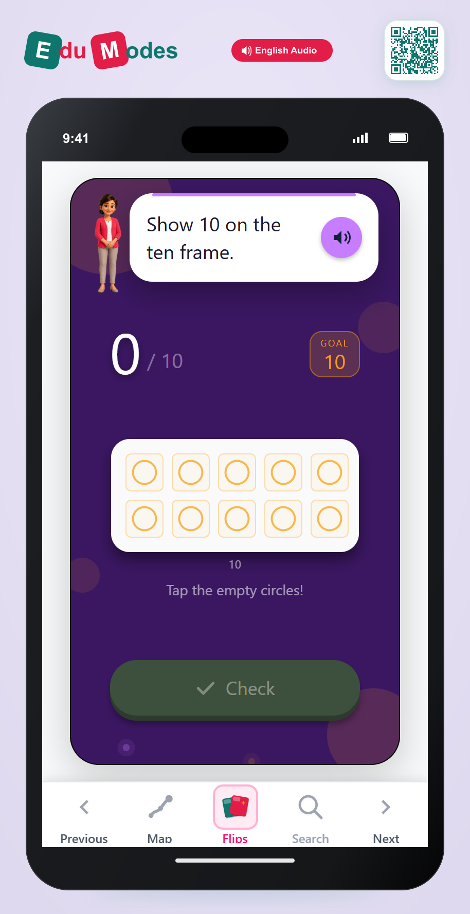 Show numbers on ten frames up to 10 - Show 10 Stars - Interactive Learning Game Preview