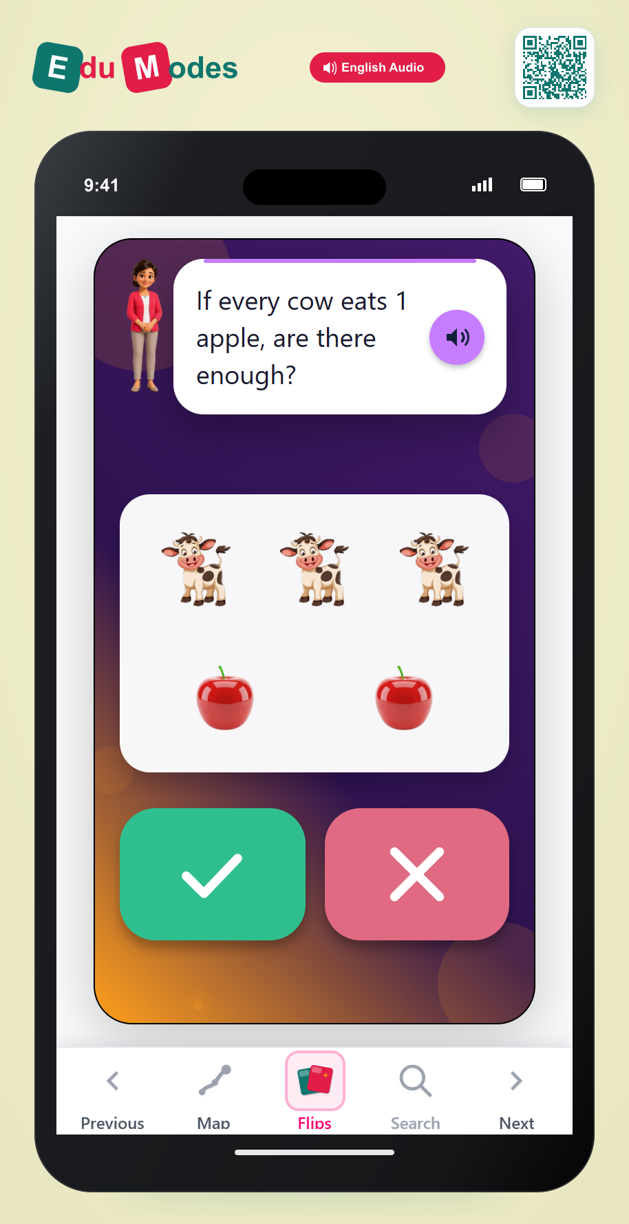 Are there enough? Cow and Apple - Interactive Learning Game Preview