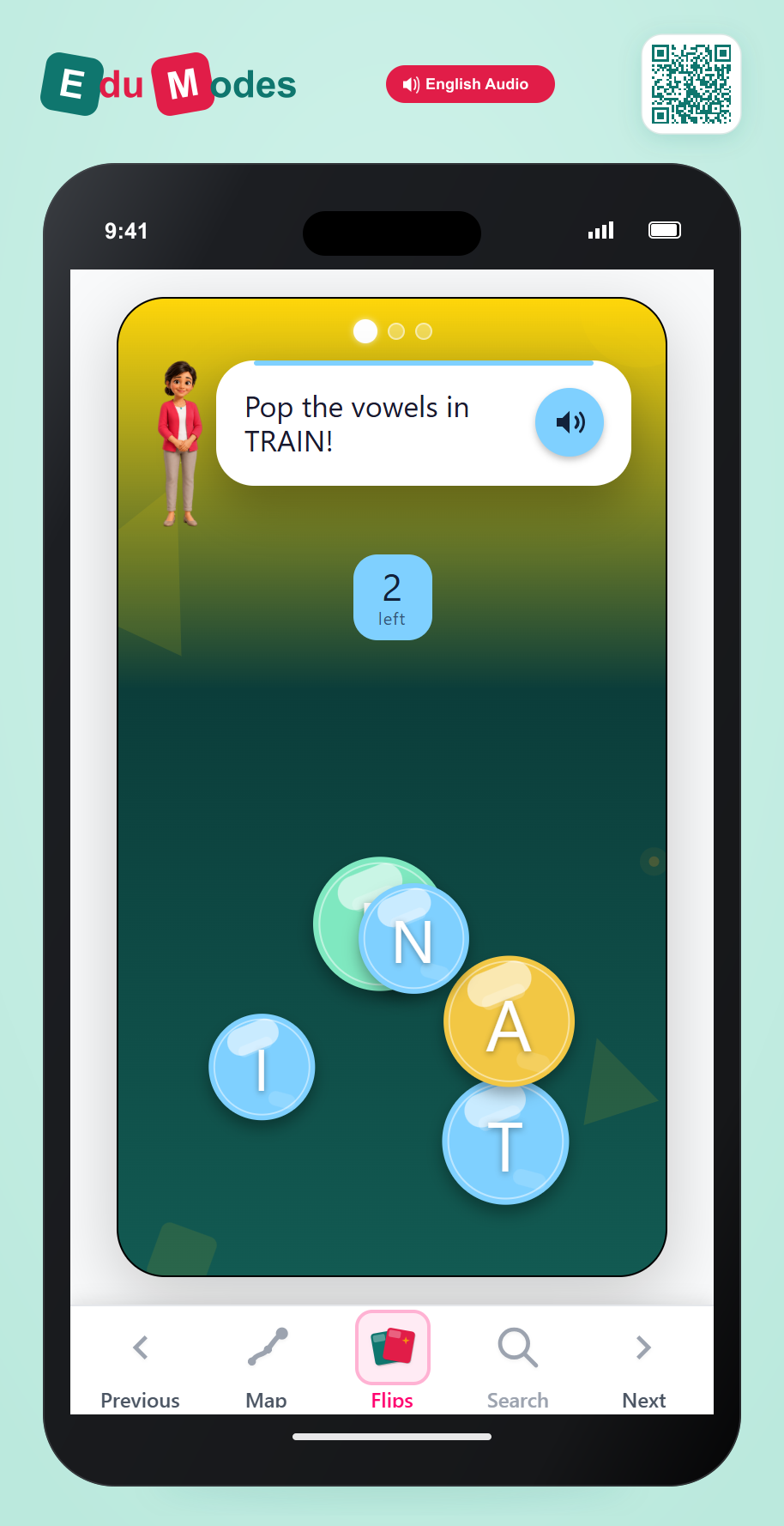 Pop Vowels in Long Words - Interactive Learning Game Preview