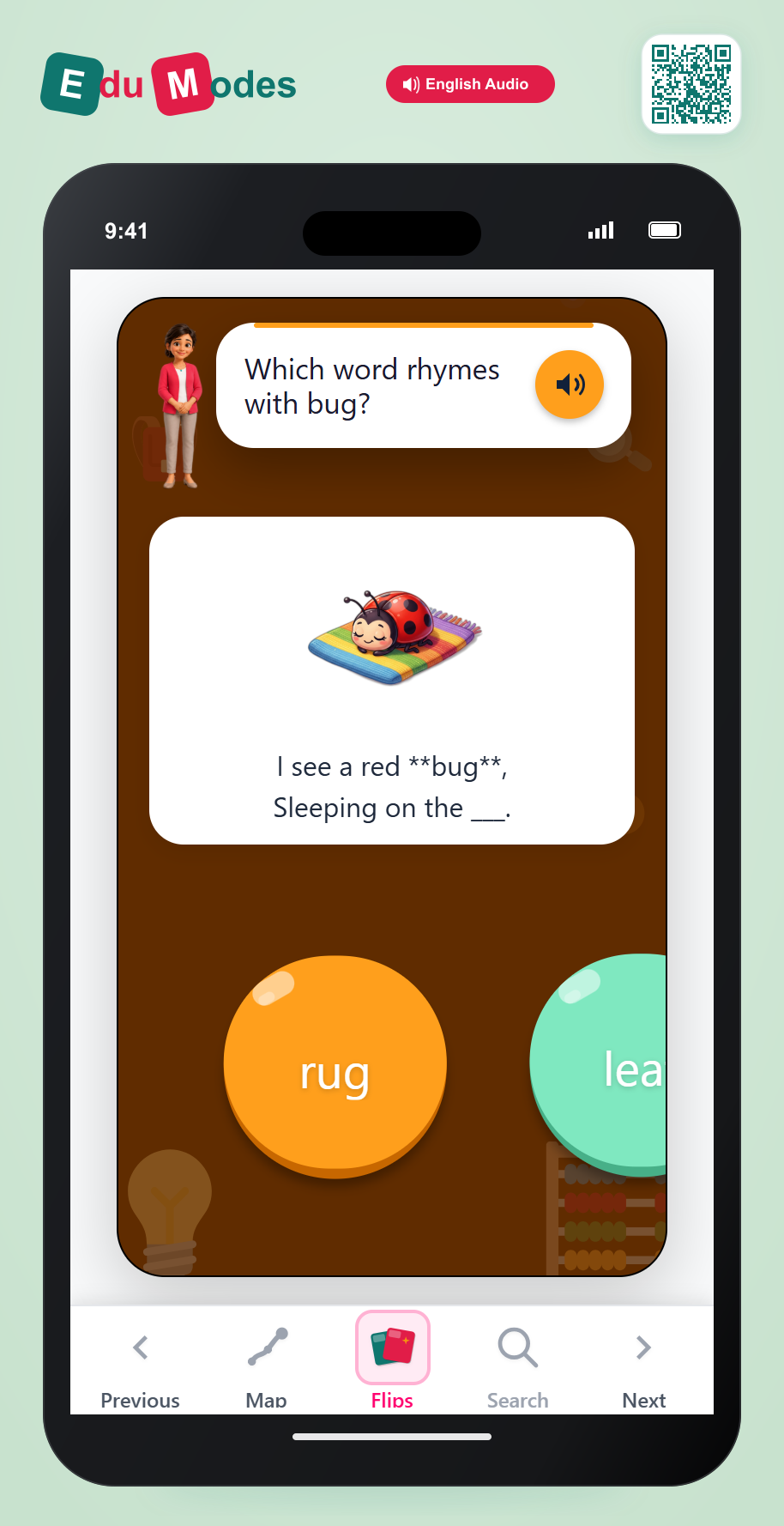 Poem Rhymes: bug and rug - Interactive Learning Game Preview