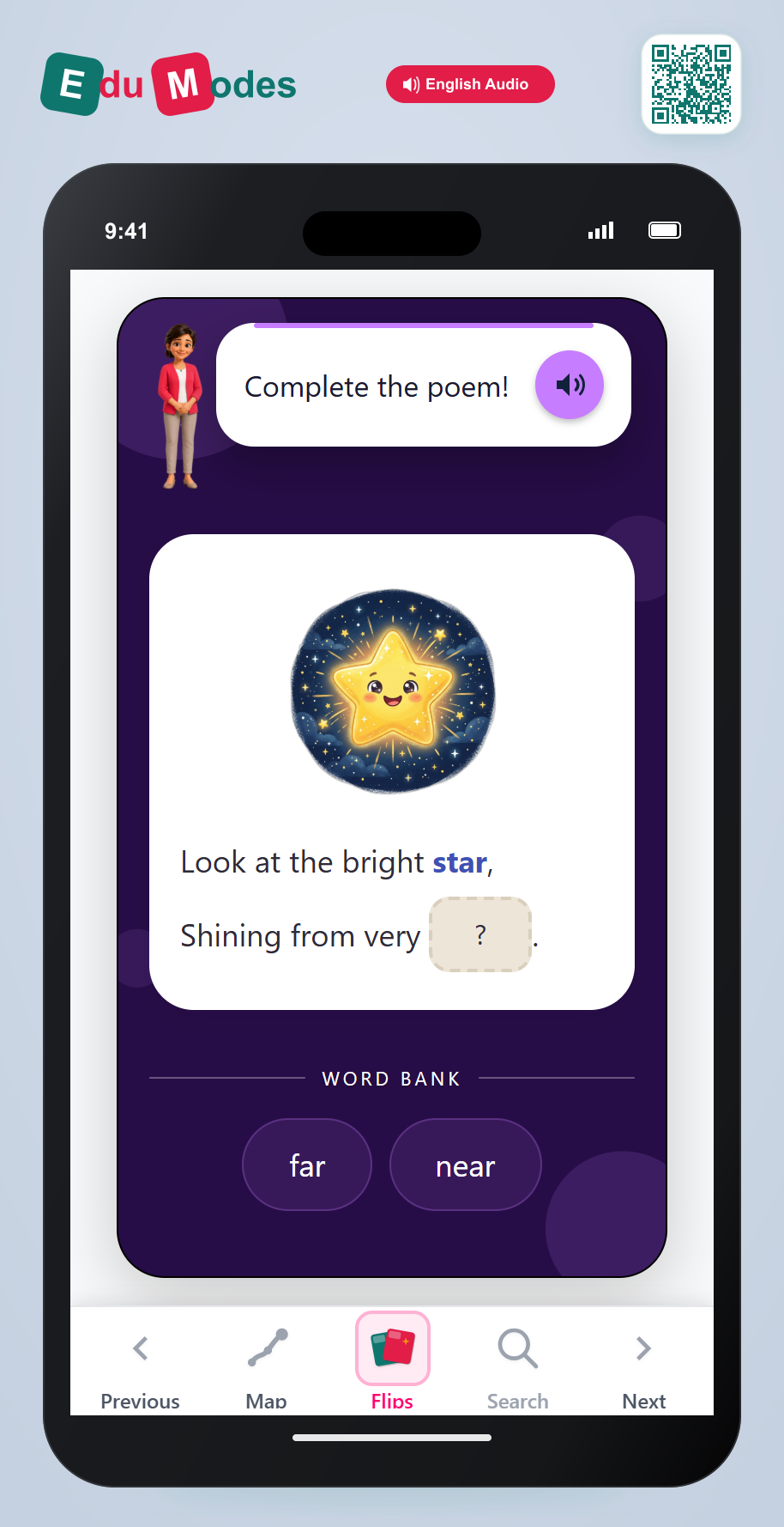 Poem Rhymes: star and far - Interactive Learning Game Preview