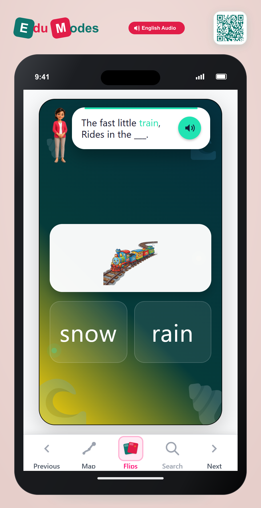 Poem Rhymes: train and rain - Interactive Learning Game Preview
