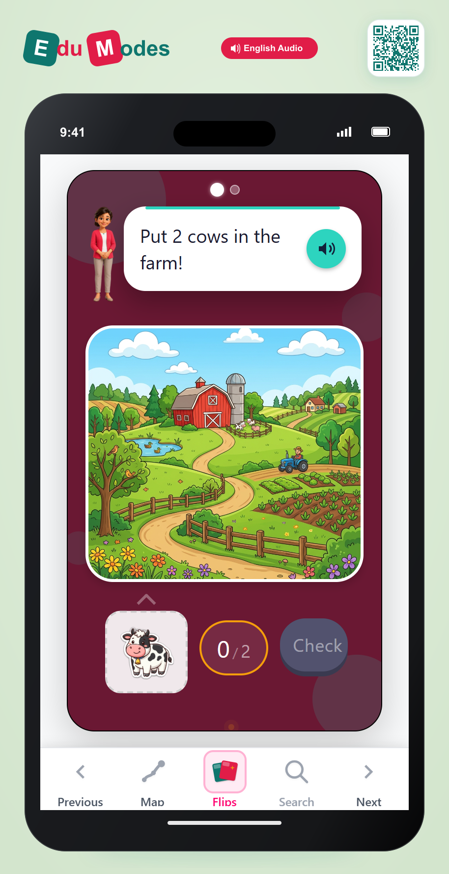 Count using stickers to 3 - Flip 6 - Interactive Learning Game Preview