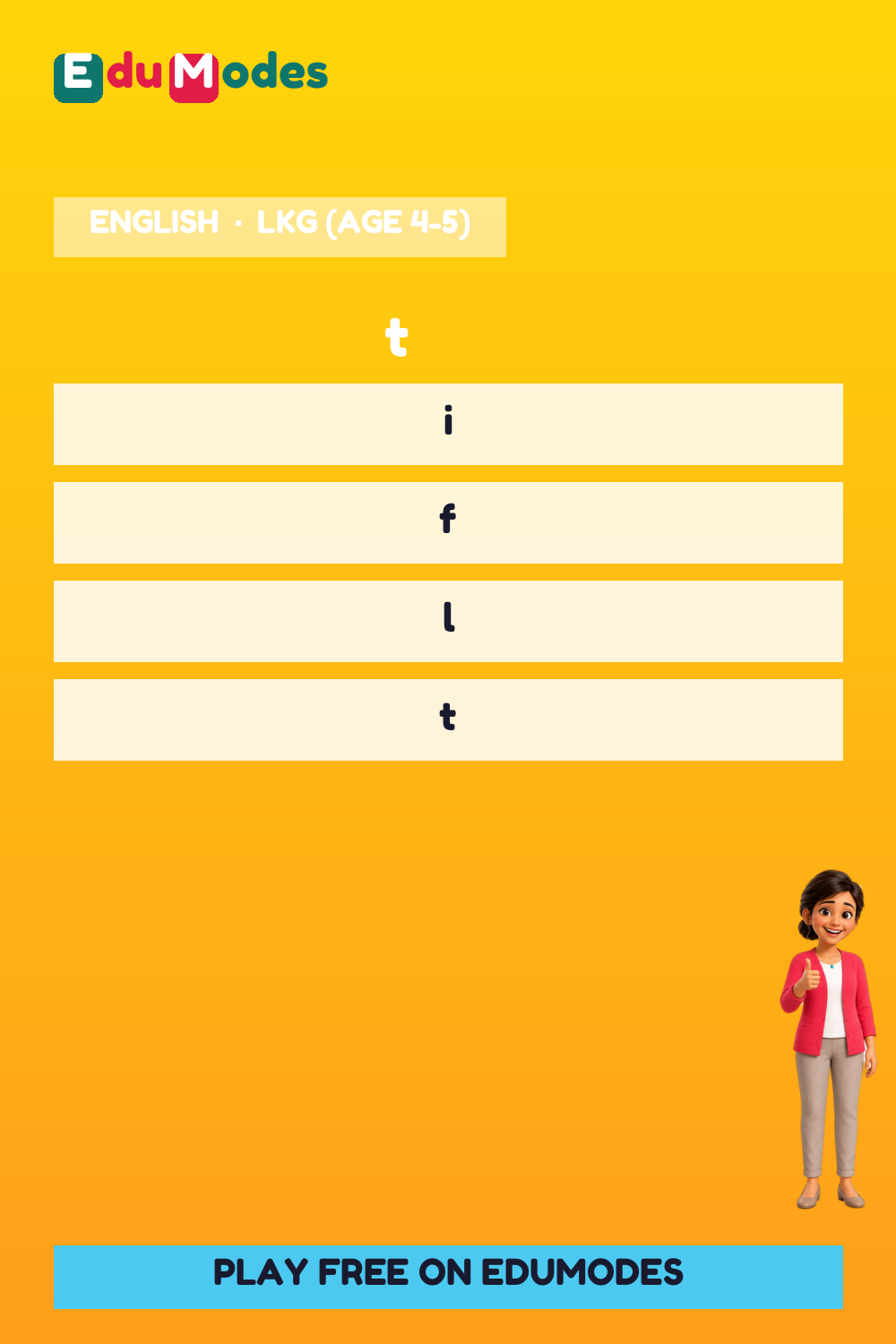 Frequently Confused Letters: f, t, l, i - Interactive Learning Game Preview