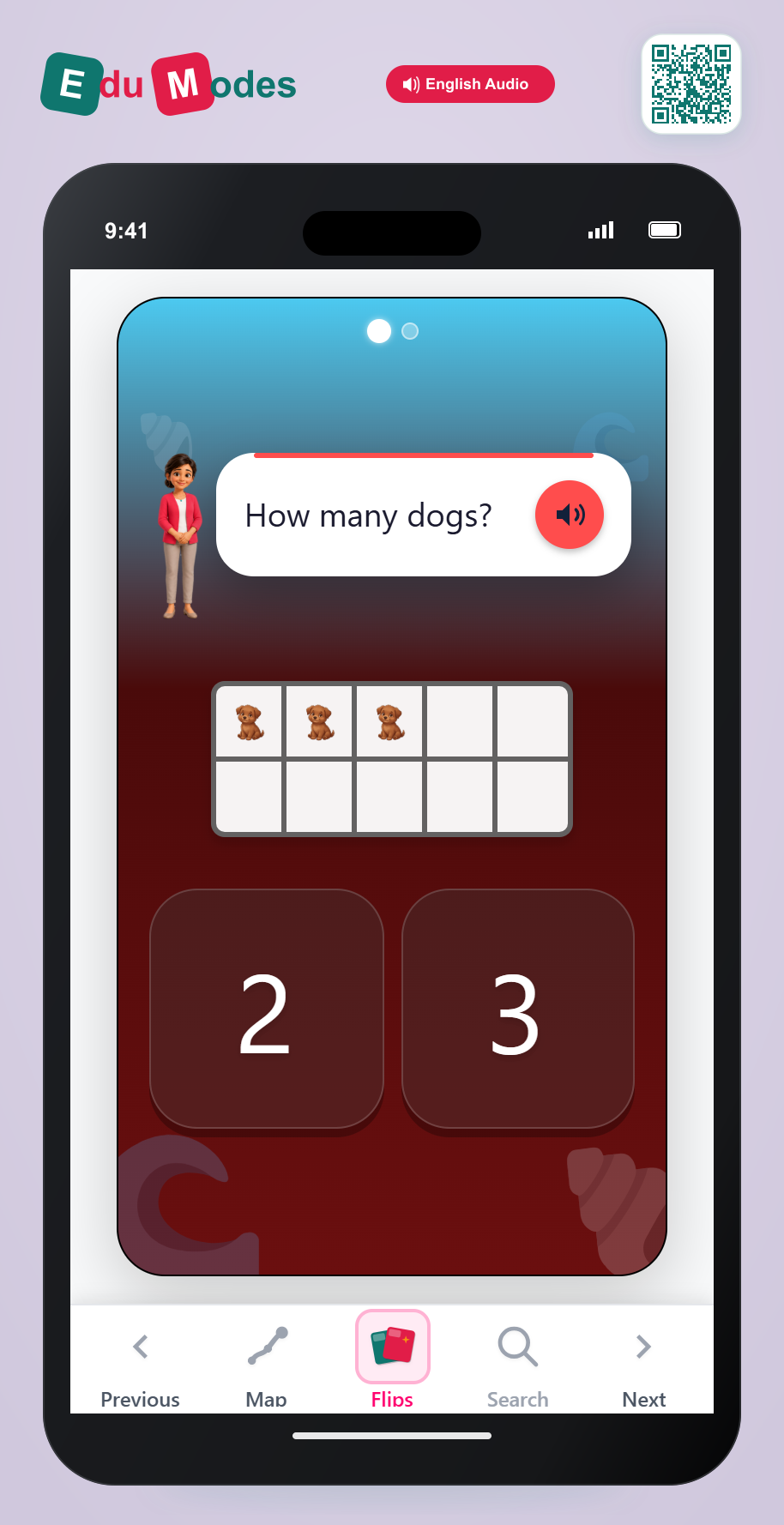 Count 2 and 3 Dogs - Interactive Learning Game Preview