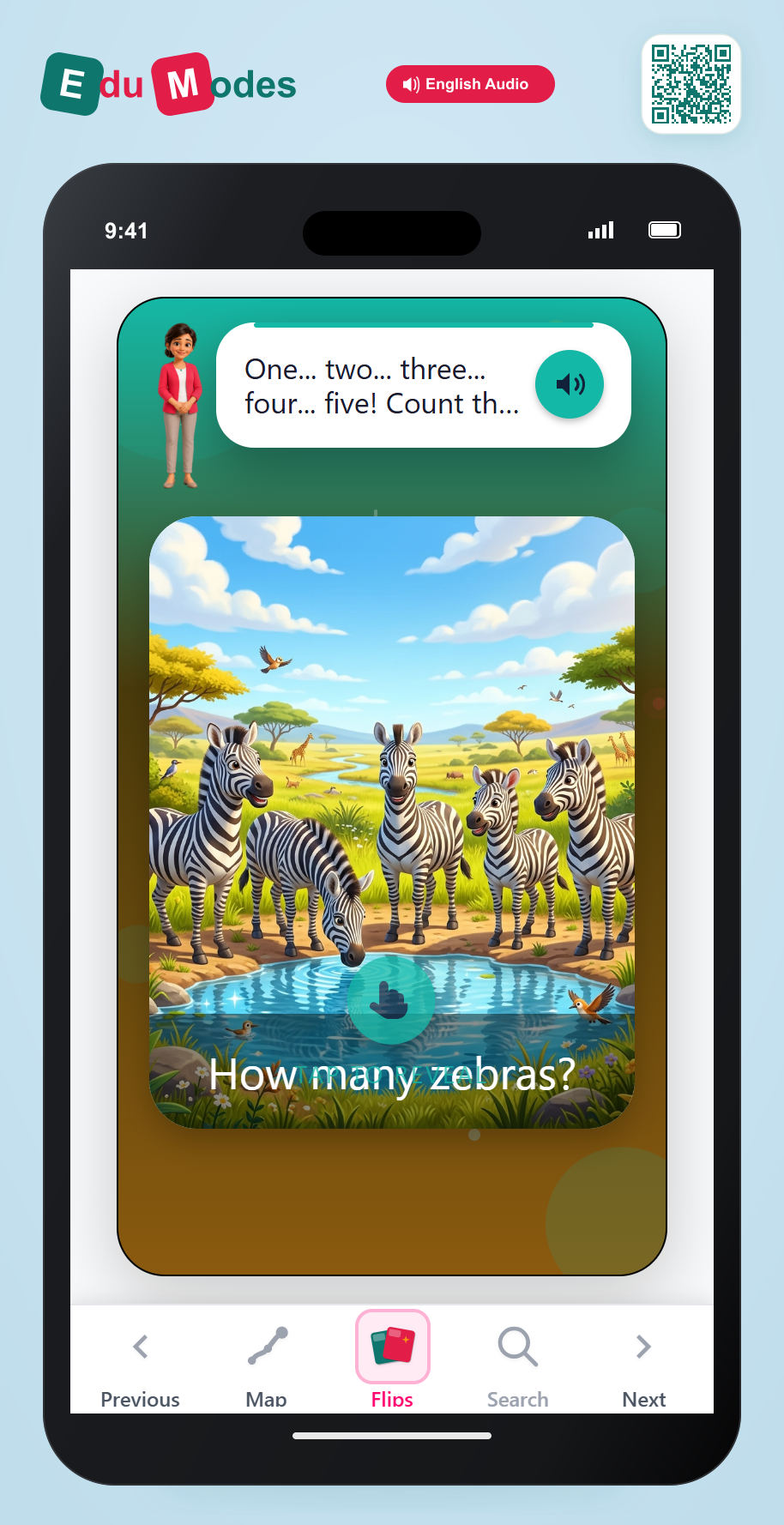 Count 5 Zebras - Interactive Learning Game Preview