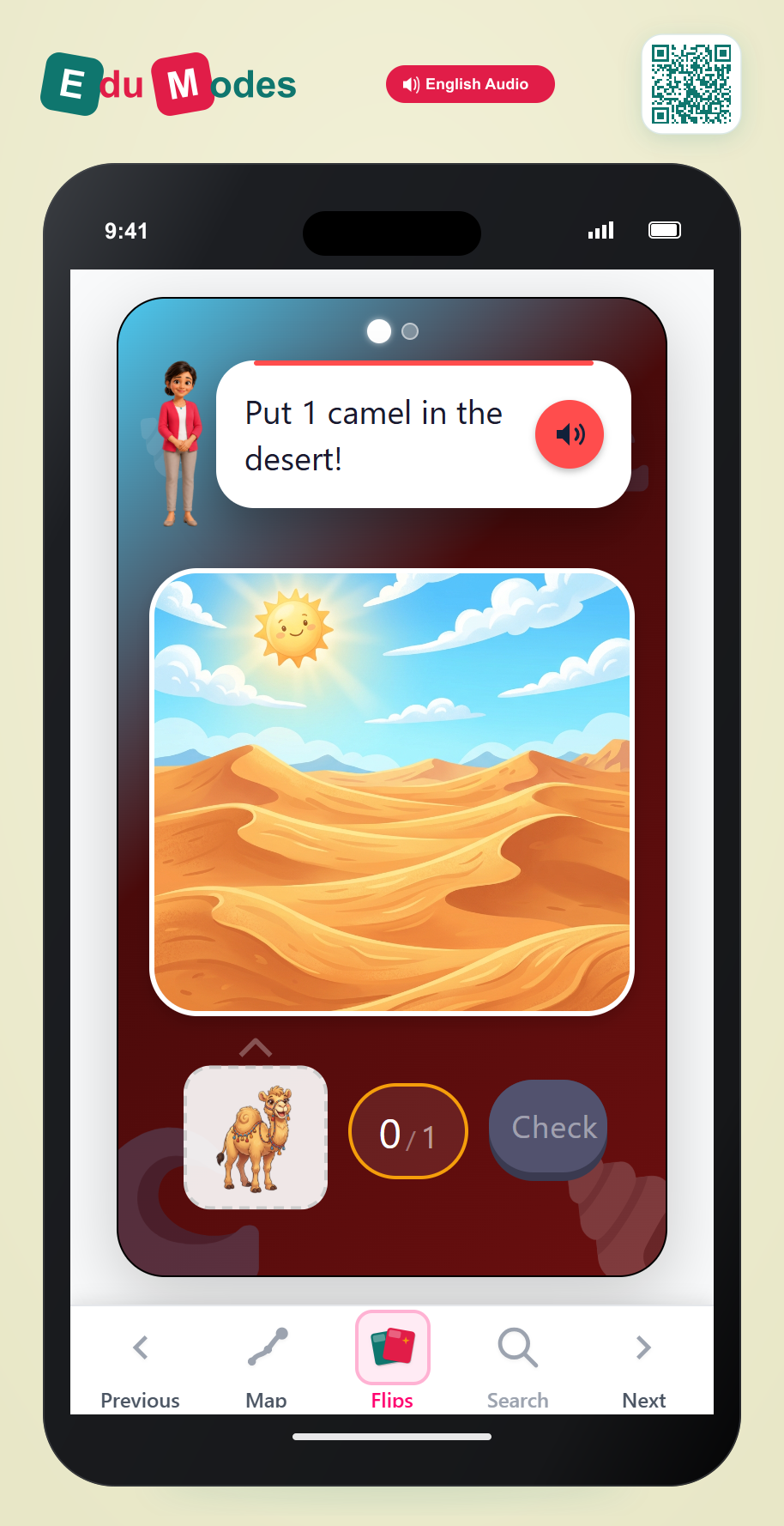 Drag 1 & 4 camels - Interactive Learning Game Preview