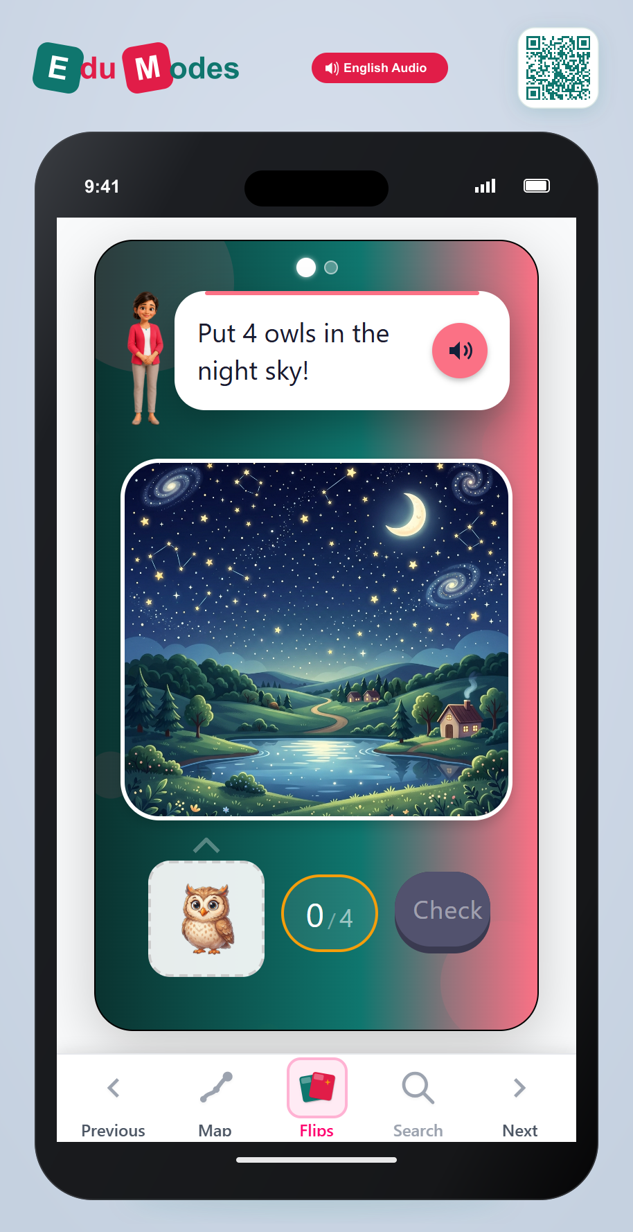 Drag 4 & 5 owls - Interactive Learning Game Preview