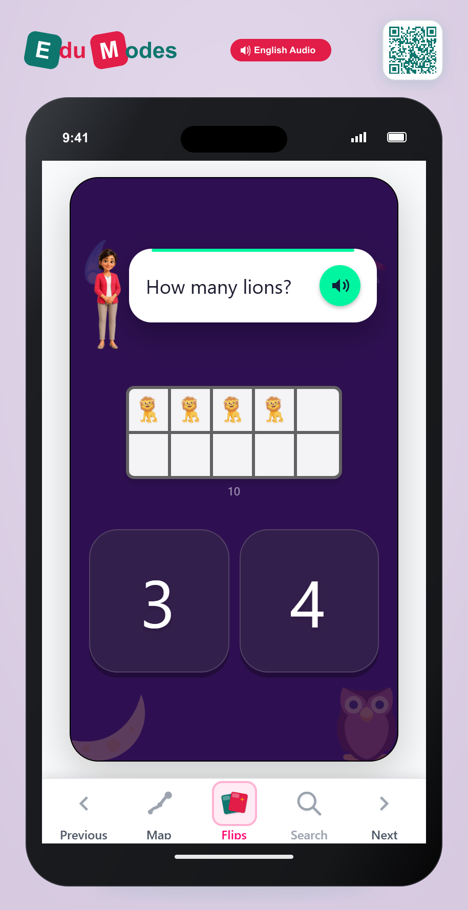 Count 4 Objects in a Ten Frame - Interactive Learning Game Preview