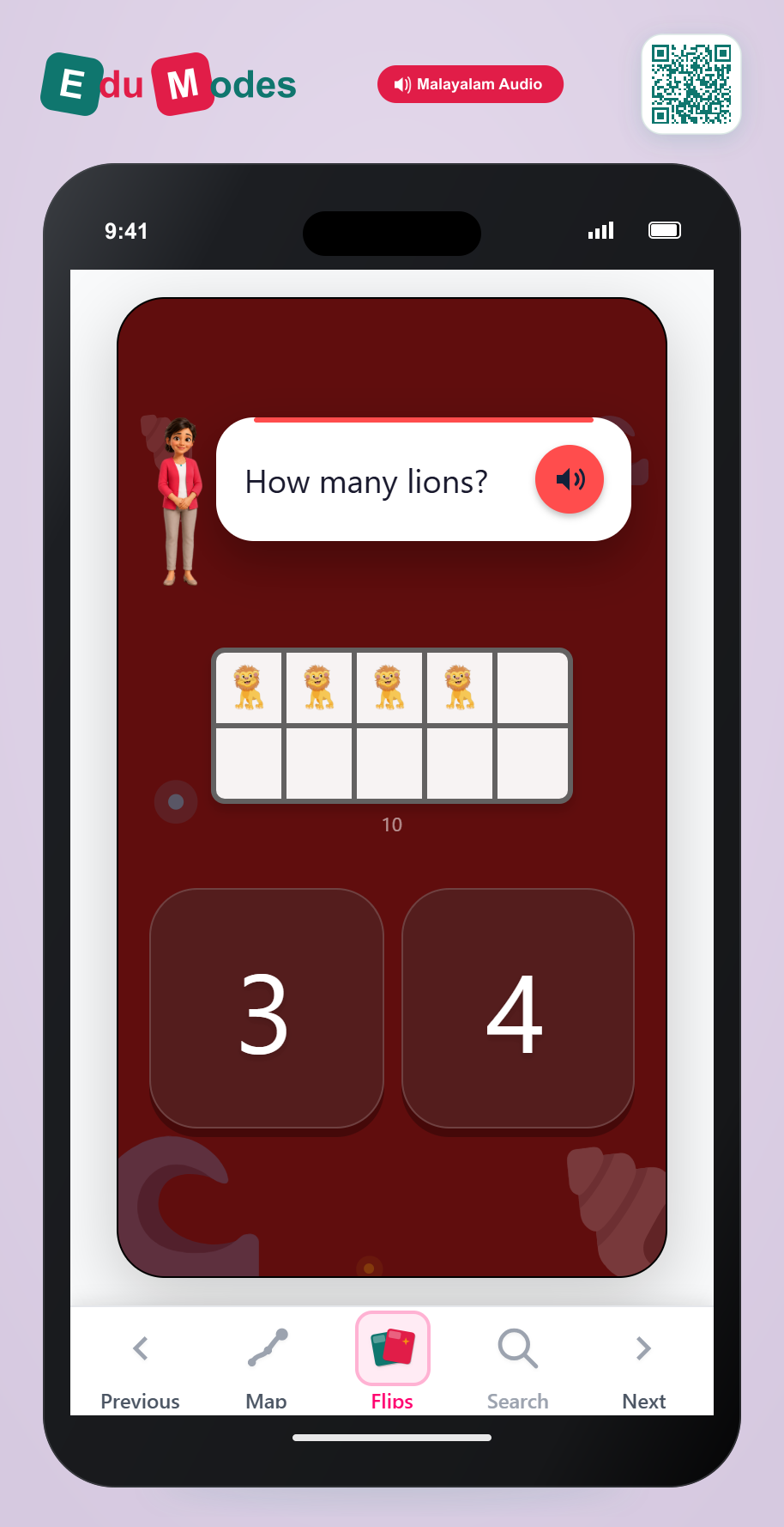 Count 4 Objects in a Ten Frame - Interactive Learning Game Preview