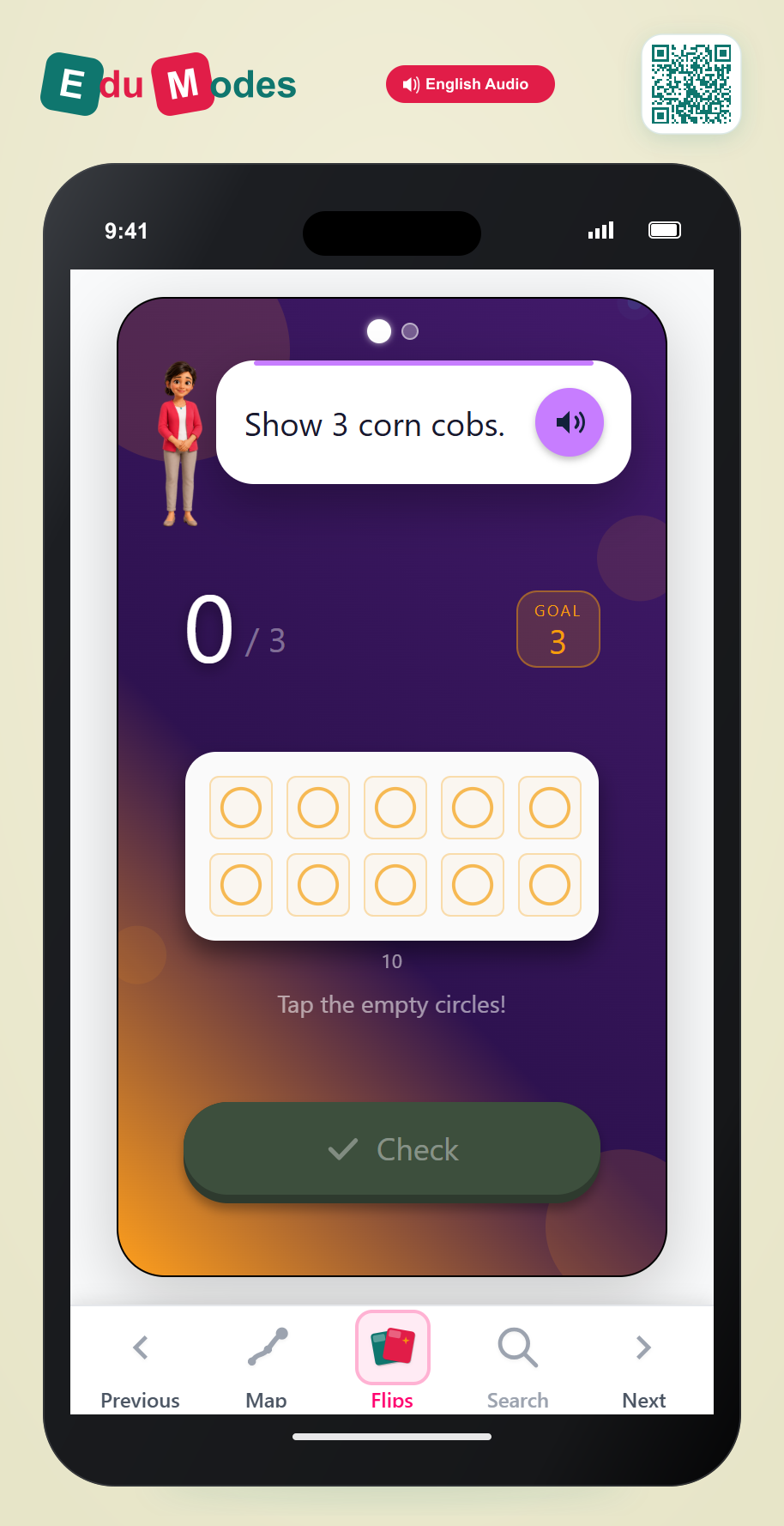 Show Numbers on Ten Frames: 3 and 1 - Interactive Learning Game Preview