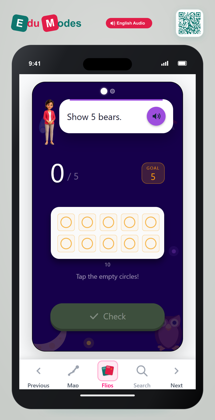 Show Numbers on Ten Frames: 5 and 1 - Interactive Learning Game Preview
