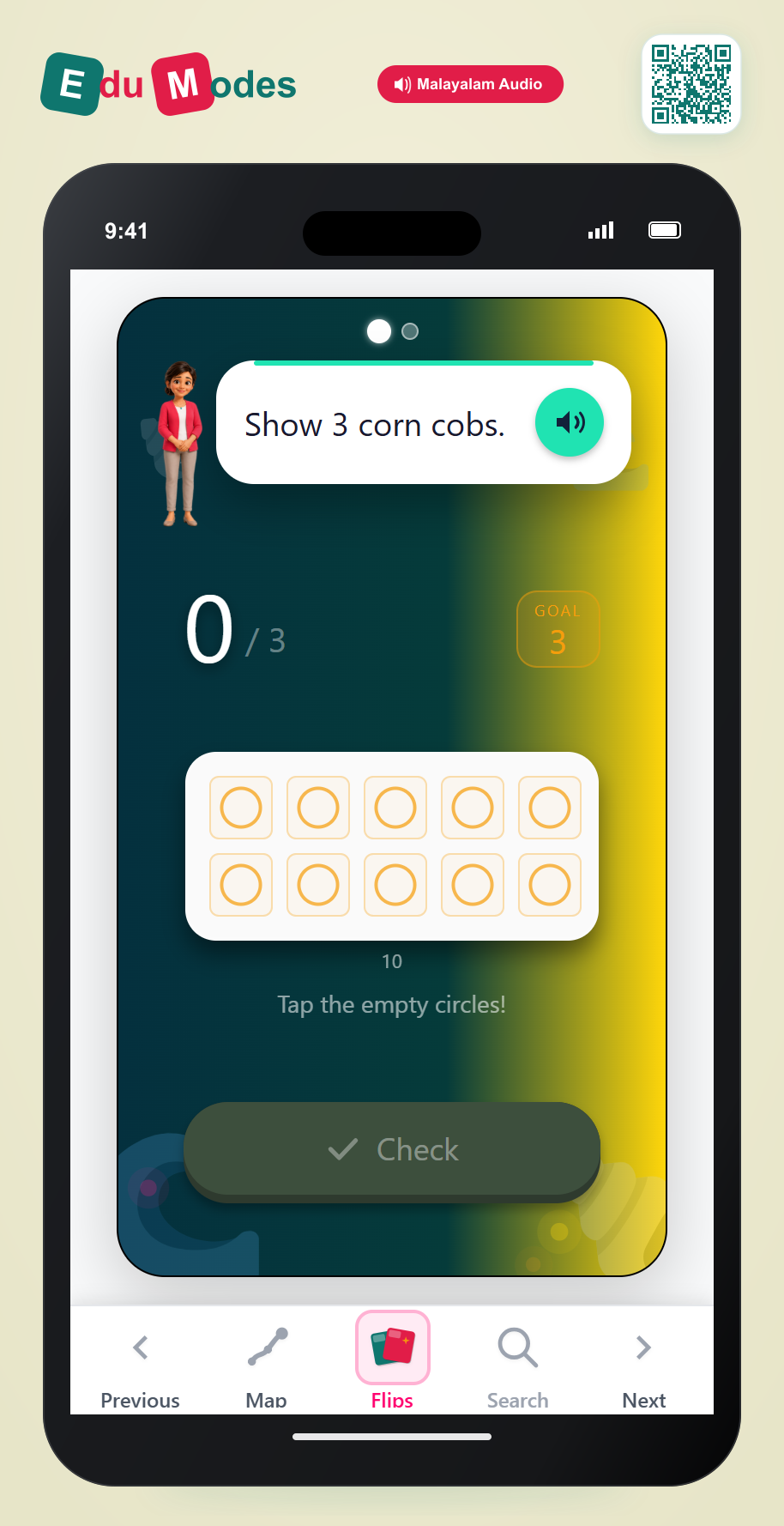 Show Numbers on Ten Frames: 3 and 1 - Interactive Learning Game Preview