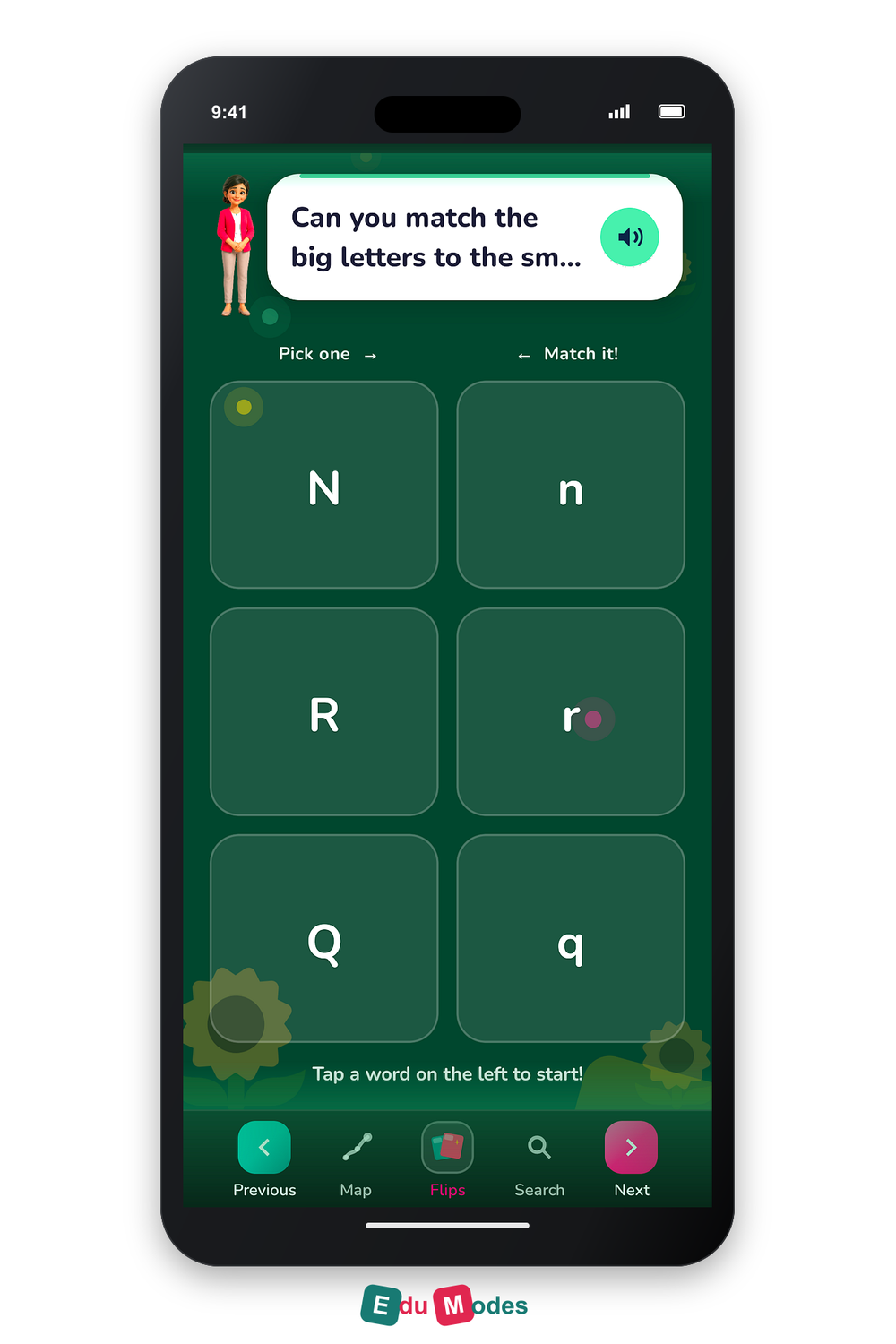 Lowercase Letter Match: n, q, r - Interactive Learning Game Preview