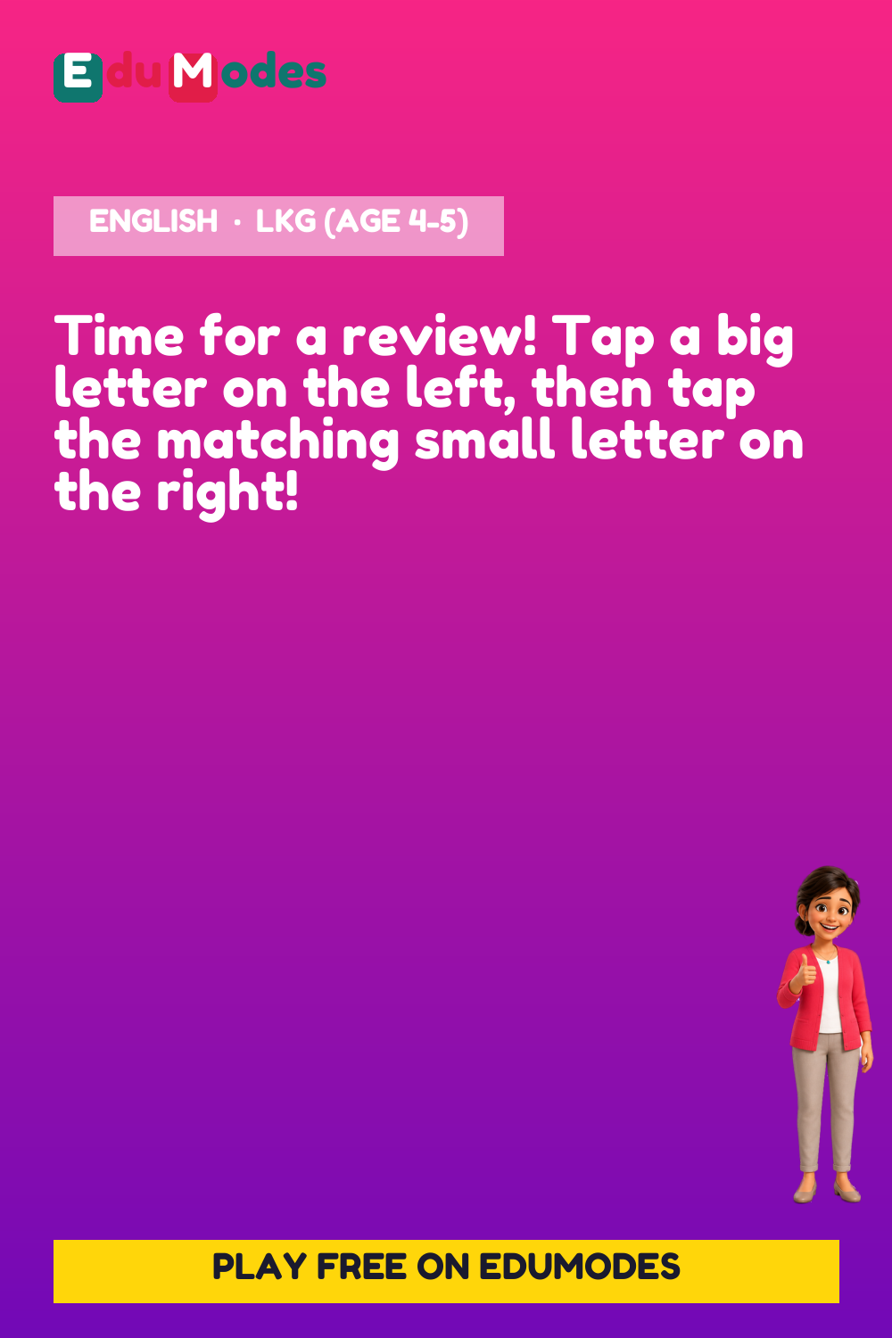 Lowercase Letter Match: Review (a-r Group) - Interactive Learning Game Preview