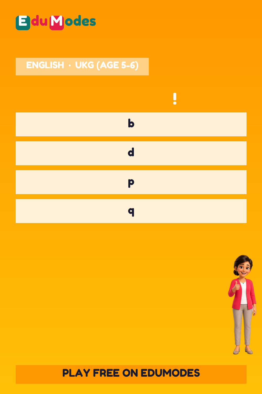 Confused Letters: b and d (Part 1) - Interactive Learning Game Preview