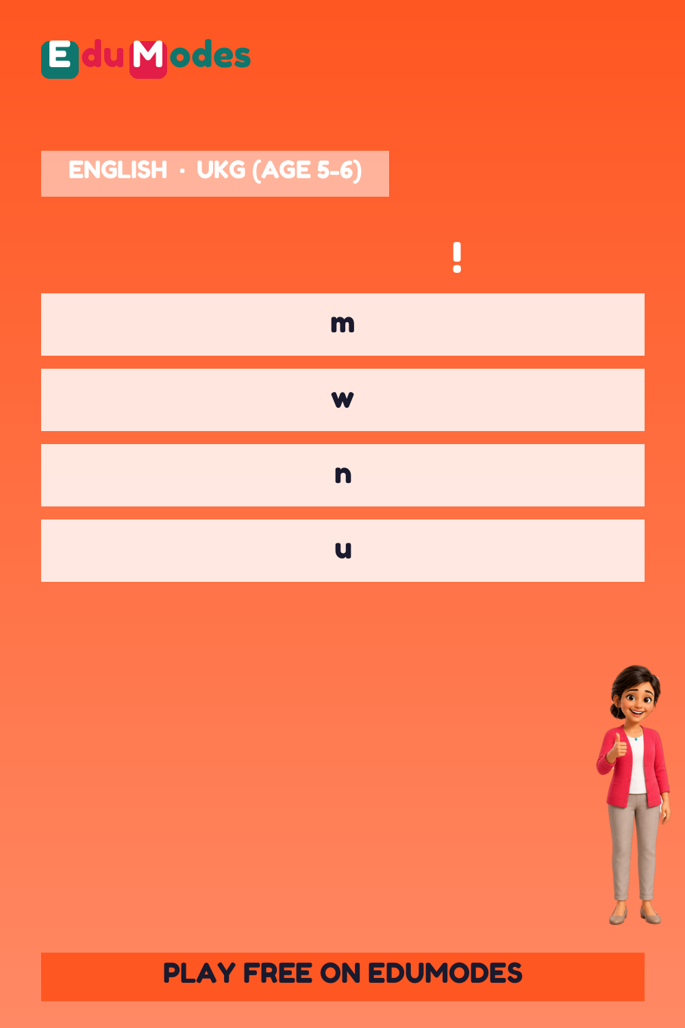 Confused Letters: m and w (Part 1) - Interactive Learning Game Preview