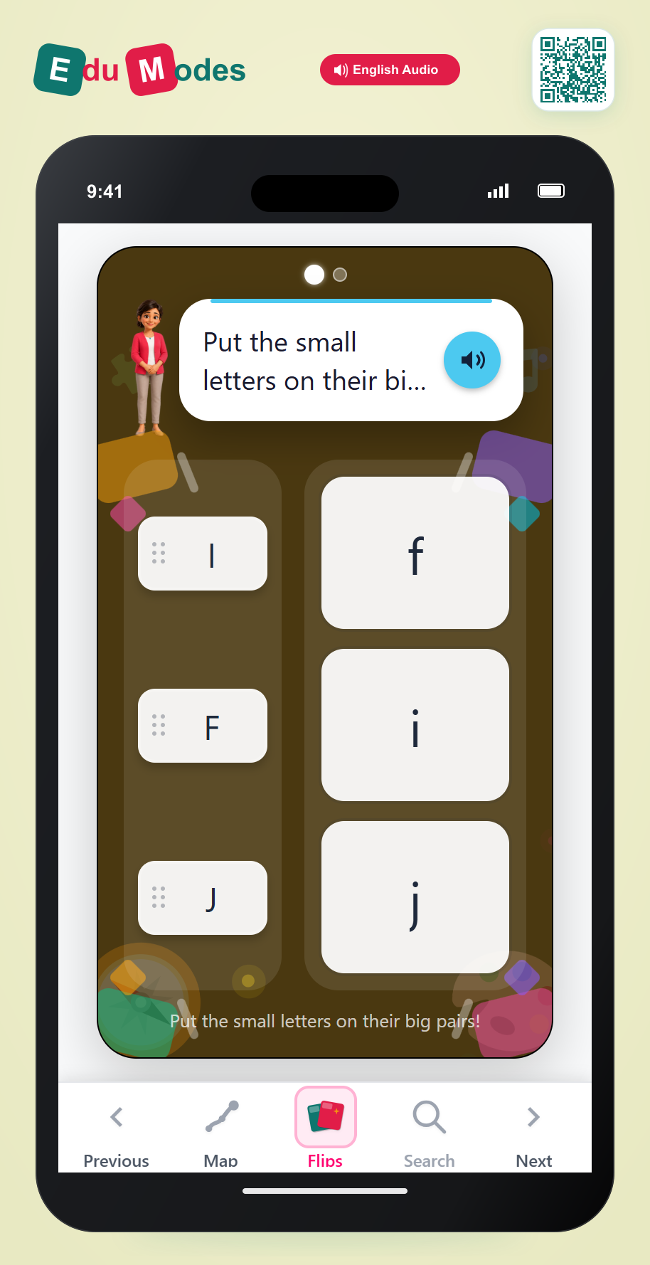 UKG Lowercase Letter Match: f, i, j, l, m, t - Interactive Learning Game Preview