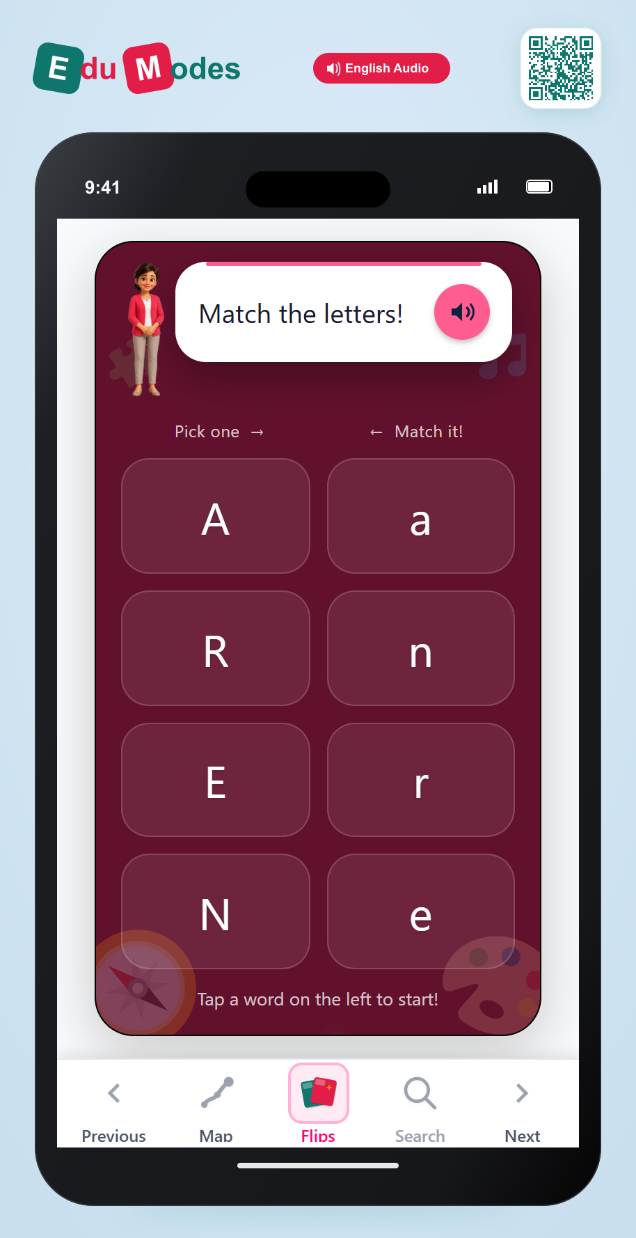 Lowercase Letter Match: Practice A, E, N, R - Interactive Learning Game Preview