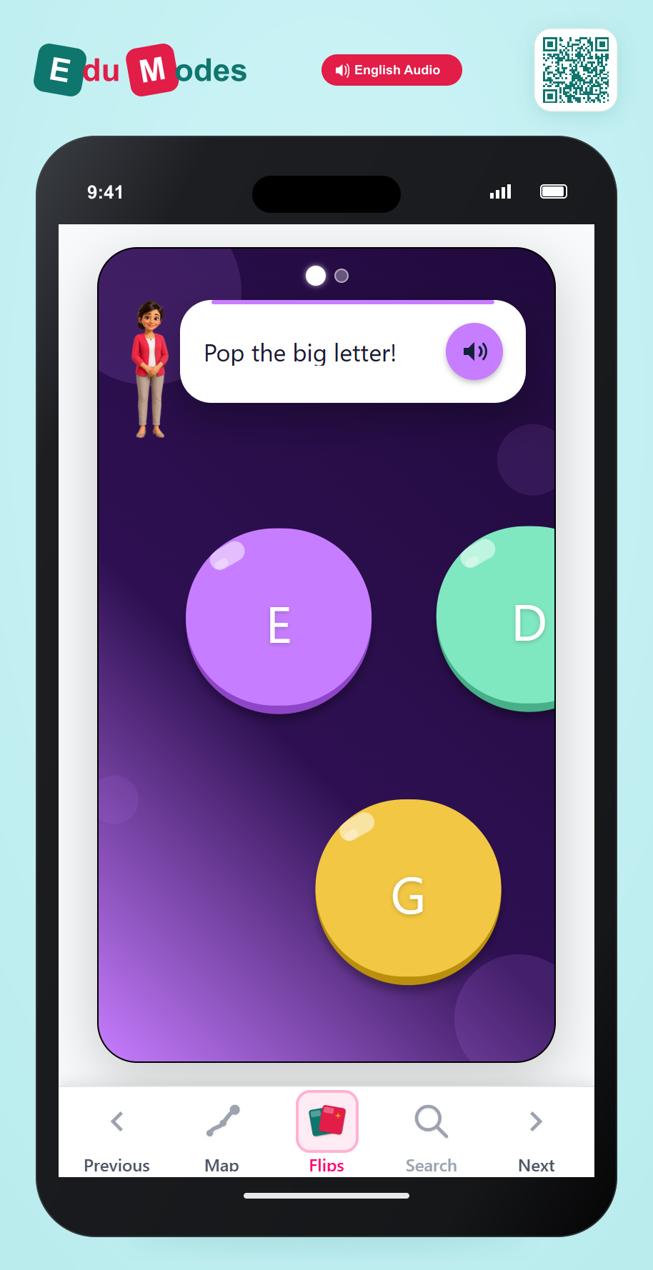 Pop the Uppercase D and E - Interactive Learning Game Preview