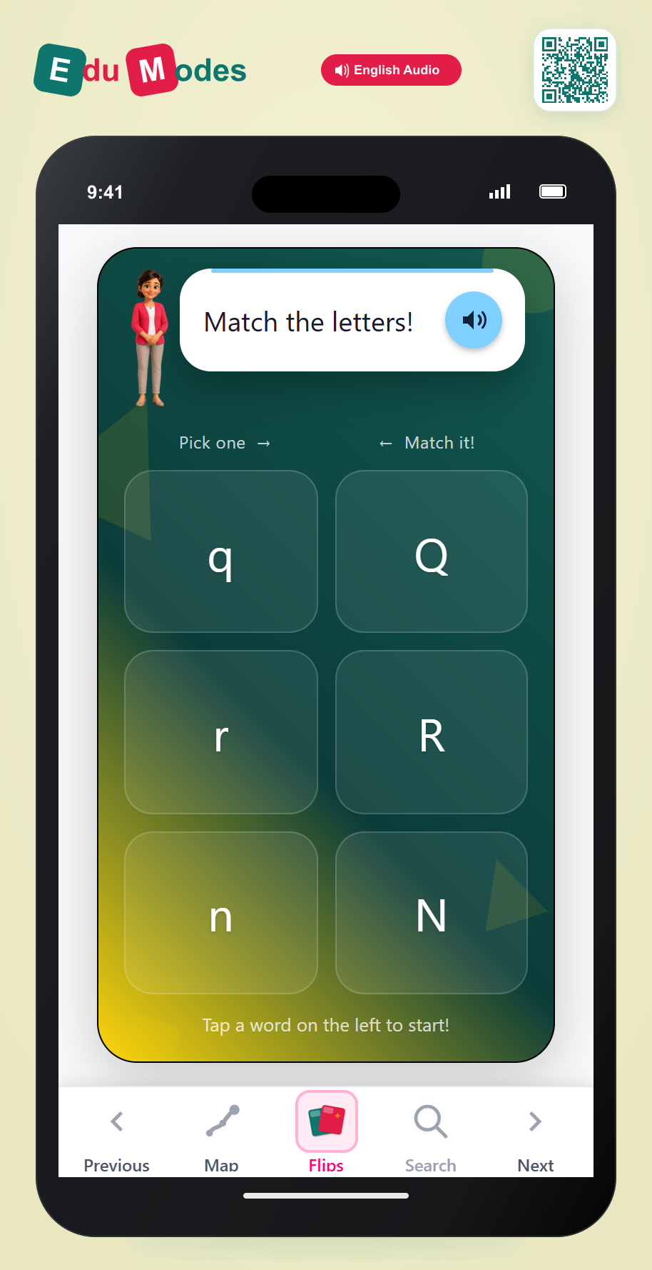 Match Pairs: n, q, r - Interactive Learning Game Preview