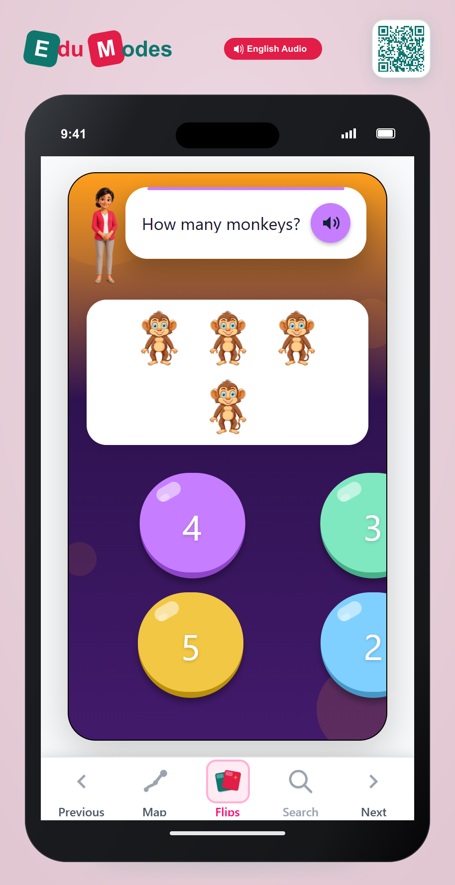Count 4 Monkeys - Interactive Learning Game Preview