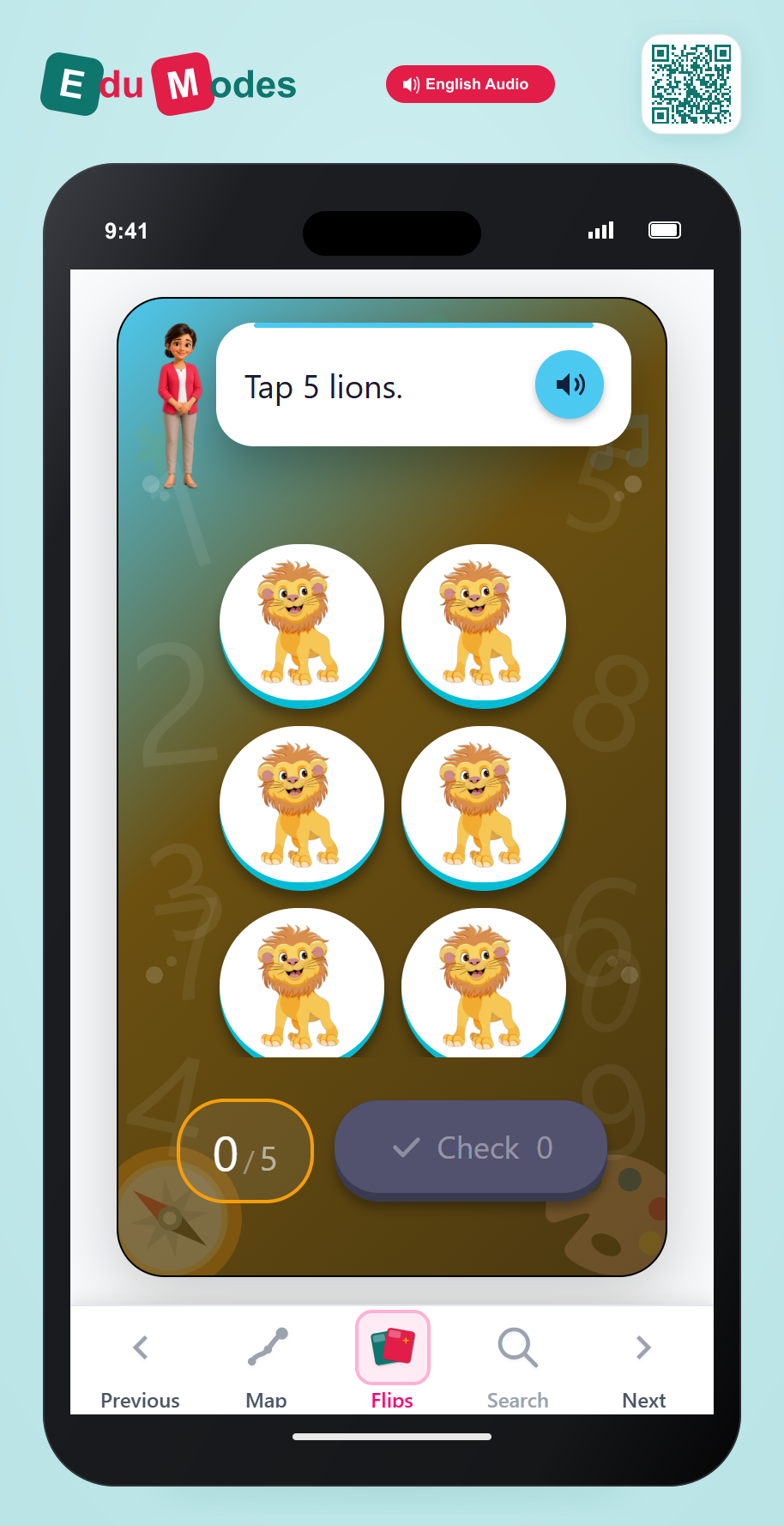 Tap 5 Lions - Interactive Learning Game Preview