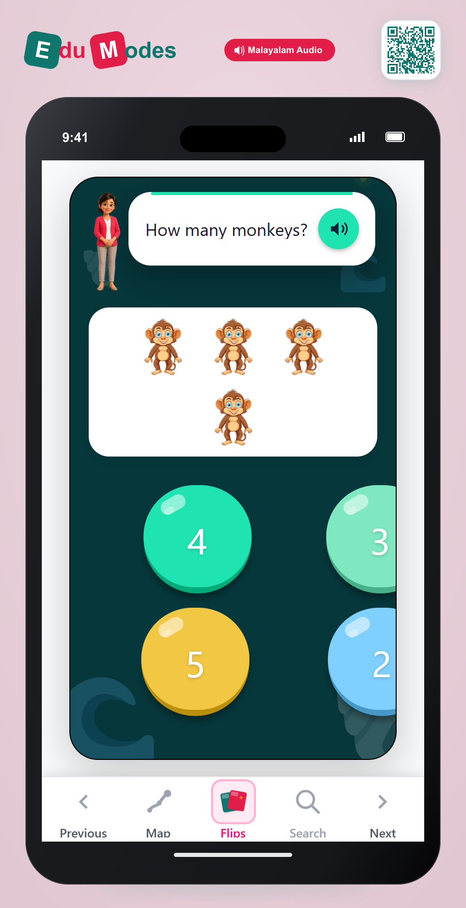 Count 4 Monkeys - Interactive Learning Game Preview