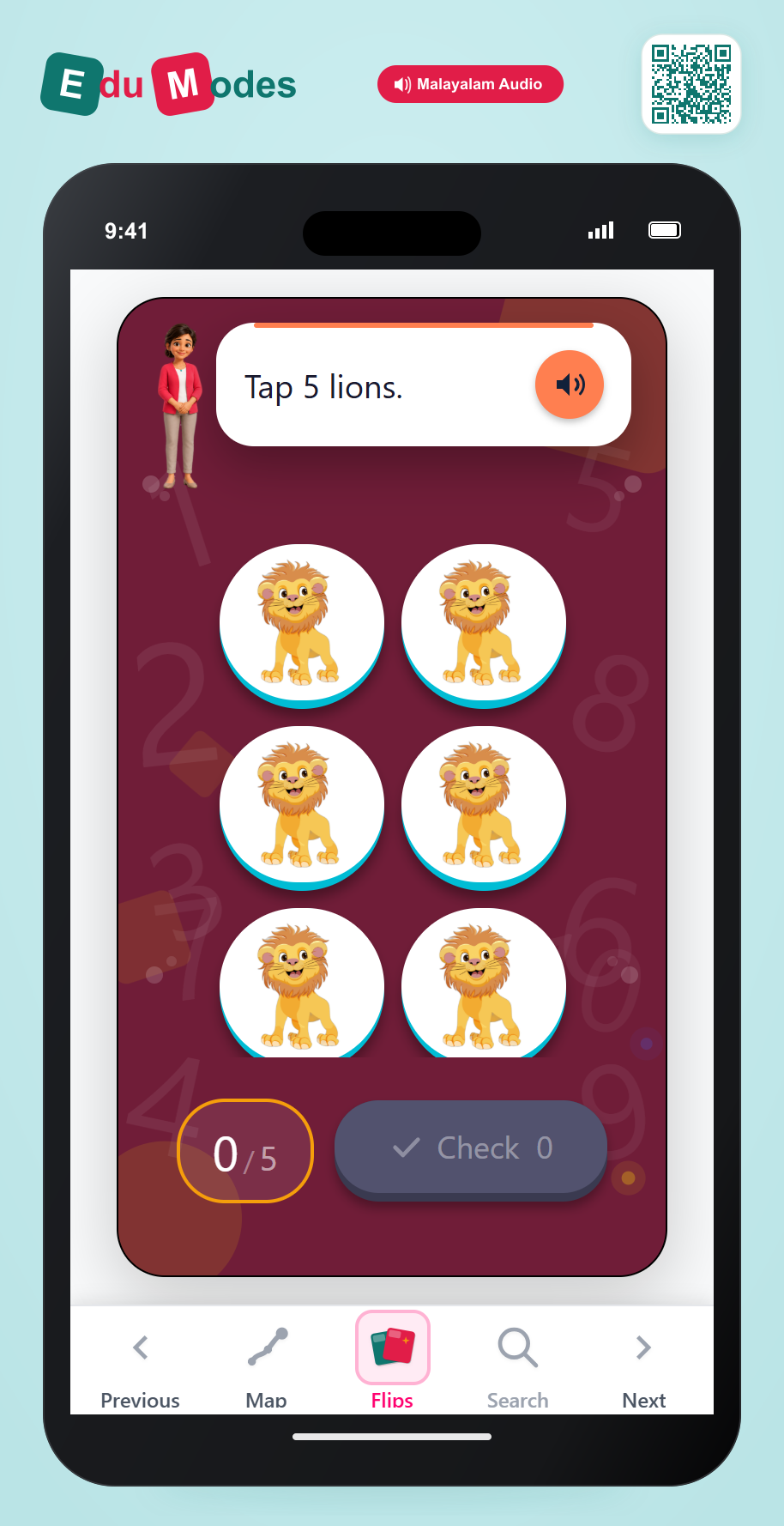 Tap 5 Lions - Interactive Learning Game Preview