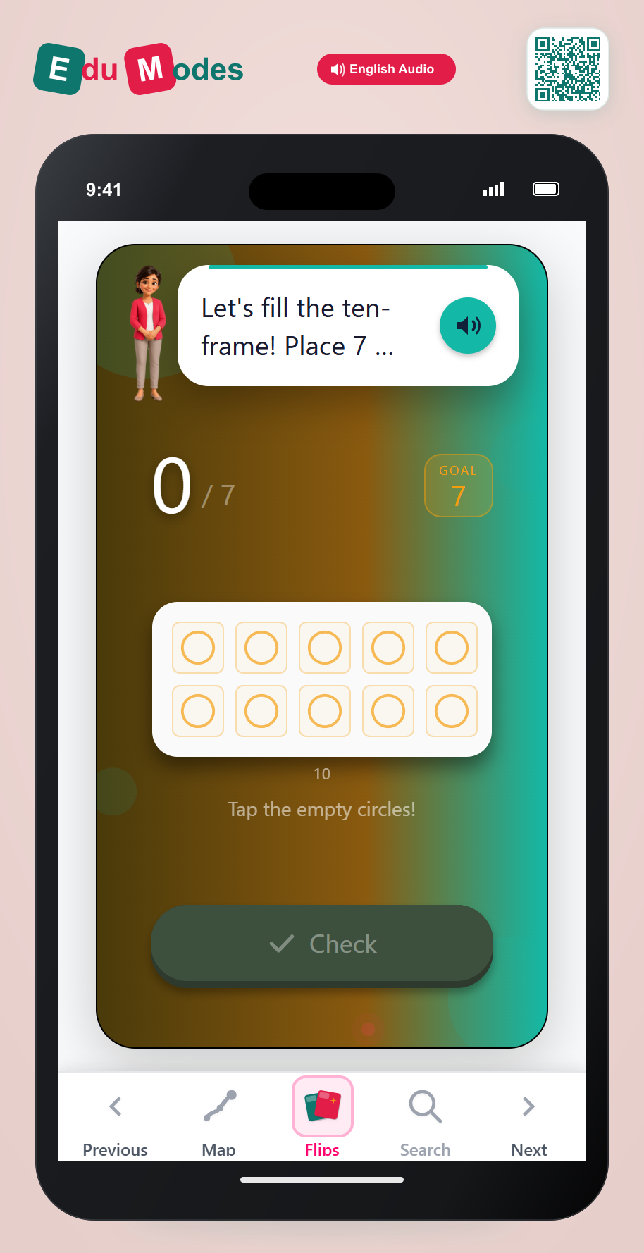 Ten Frame 7 Apples - Interactive Learning Game Preview