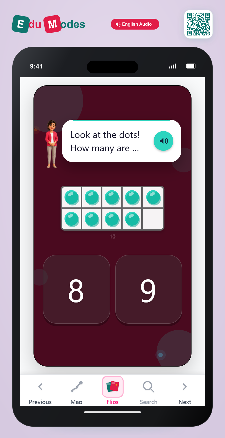 Ten Frame Quiz 9 Dots - Interactive Learning Game Preview