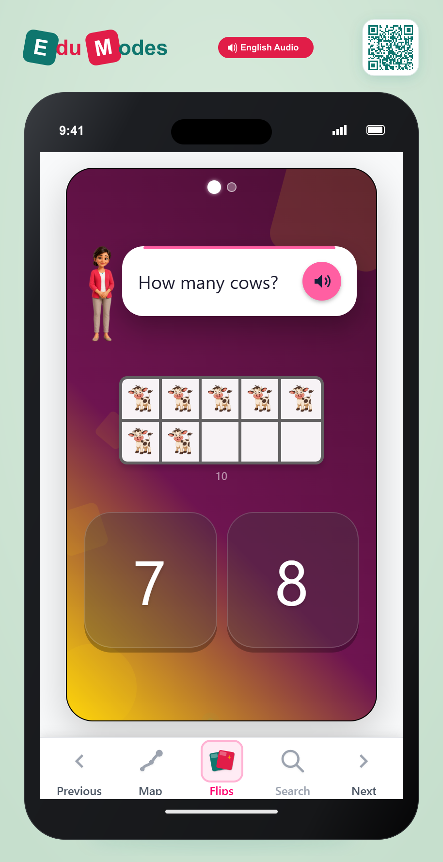 Counting Cows up to 8 - Interactive Learning Game Preview