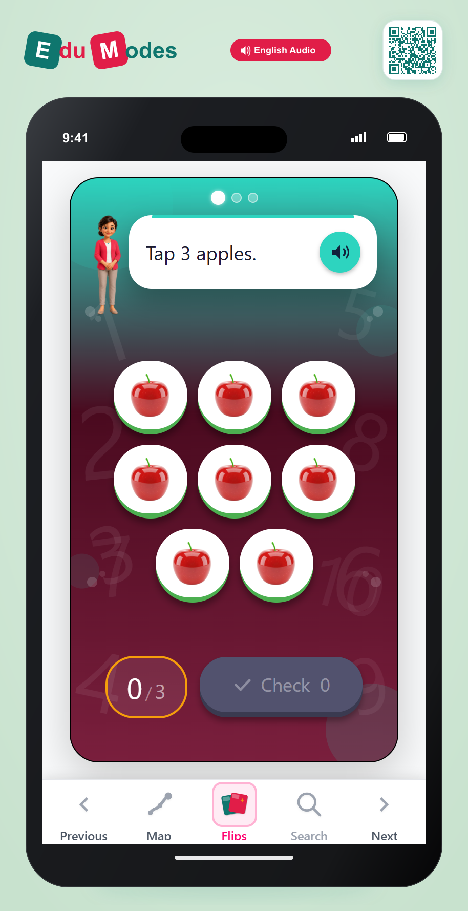 Tap the apples to count - Interactive Learning Game Preview