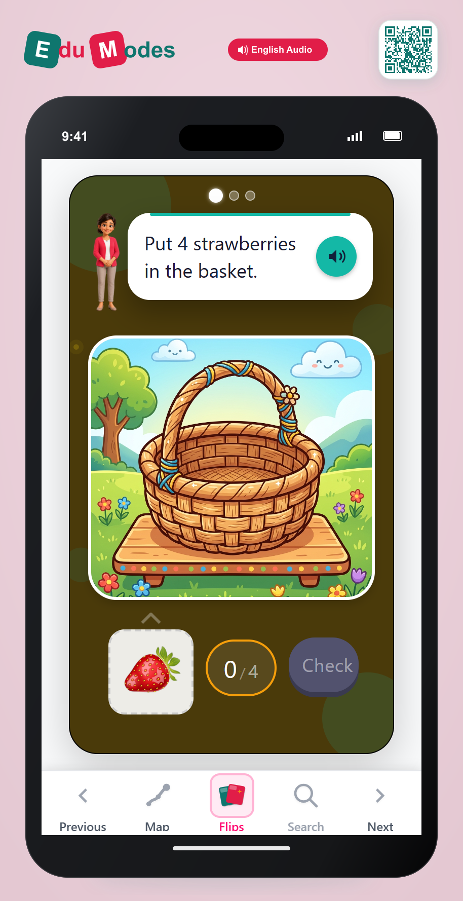 Put strawberries in the basket - Interactive Learning Game Preview