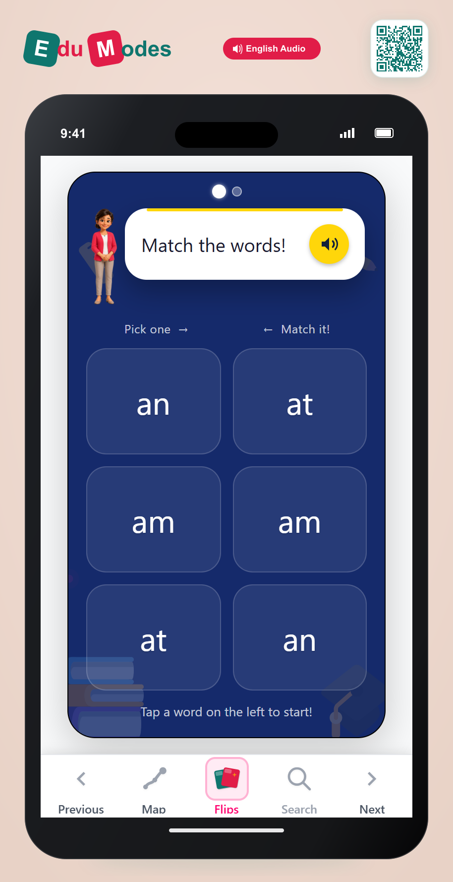 Find Identical Words - 2-Letter Words - Interactive Learning Game Preview