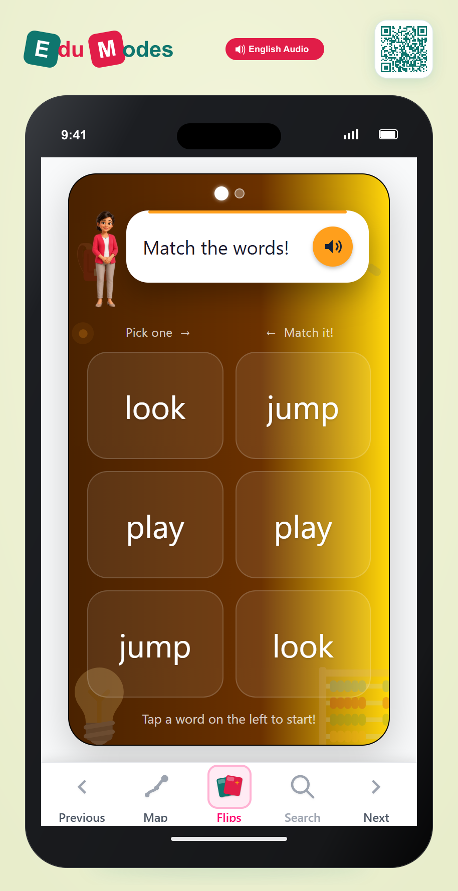 Find Identical Words - 4-Letter Words - Interactive Learning Game Preview