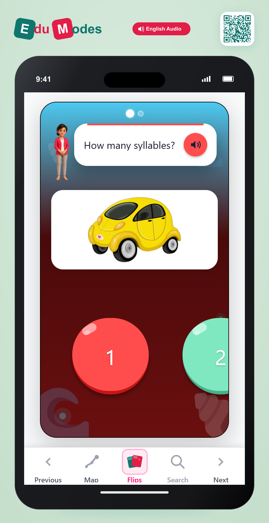 Syllables 1 vs 2 - Car and Tiger - Interactive Learning Game Preview
