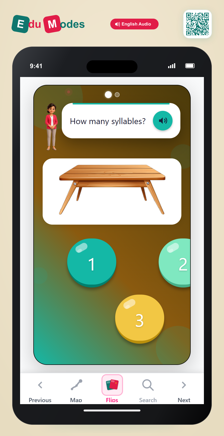 Syllables 2 vs 3 - Table and Elephant - Interactive Learning Game Preview