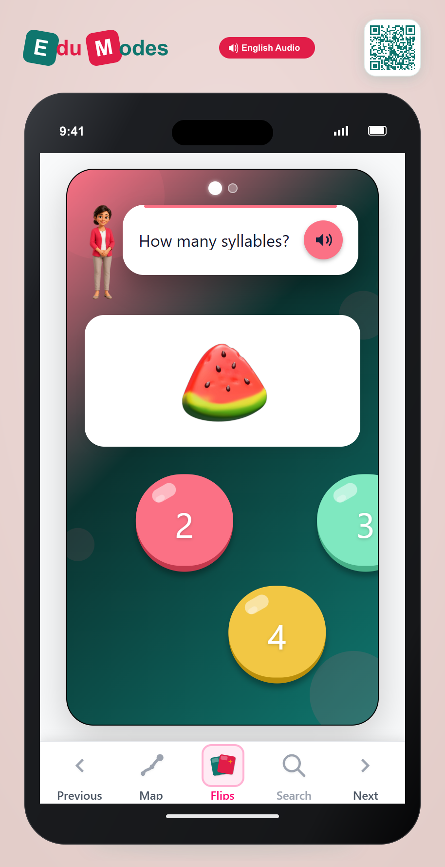 Syllables 3 vs 4 - Watermelon and Butterfly - Interactive Learning Game Preview