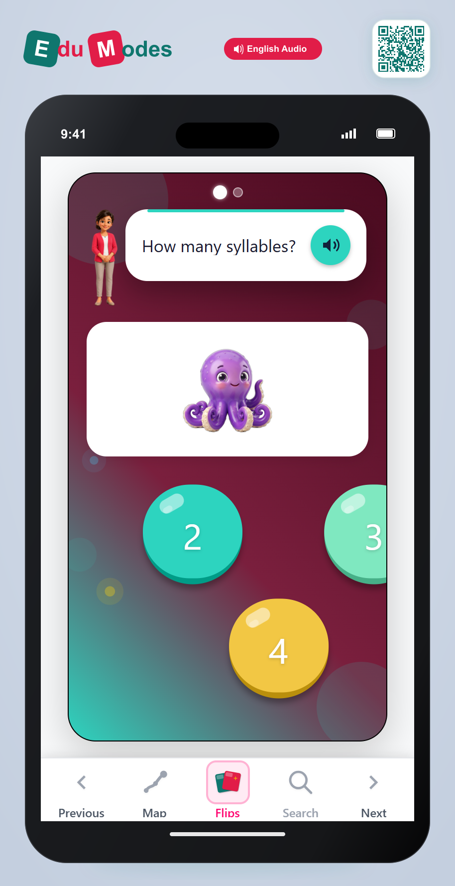 Syllables 3 vs 4 - Octopus and Helicopter - Interactive Learning Game Preview
