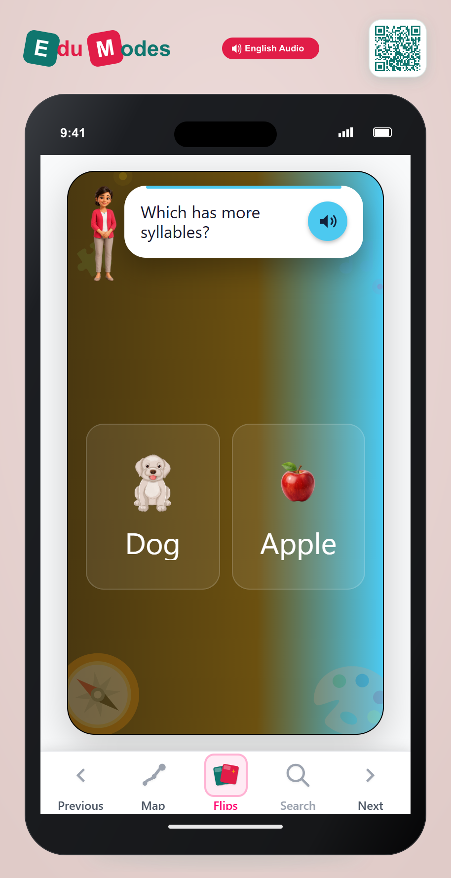 More Syllables - Dog vs Apple - Interactive Learning Game Preview