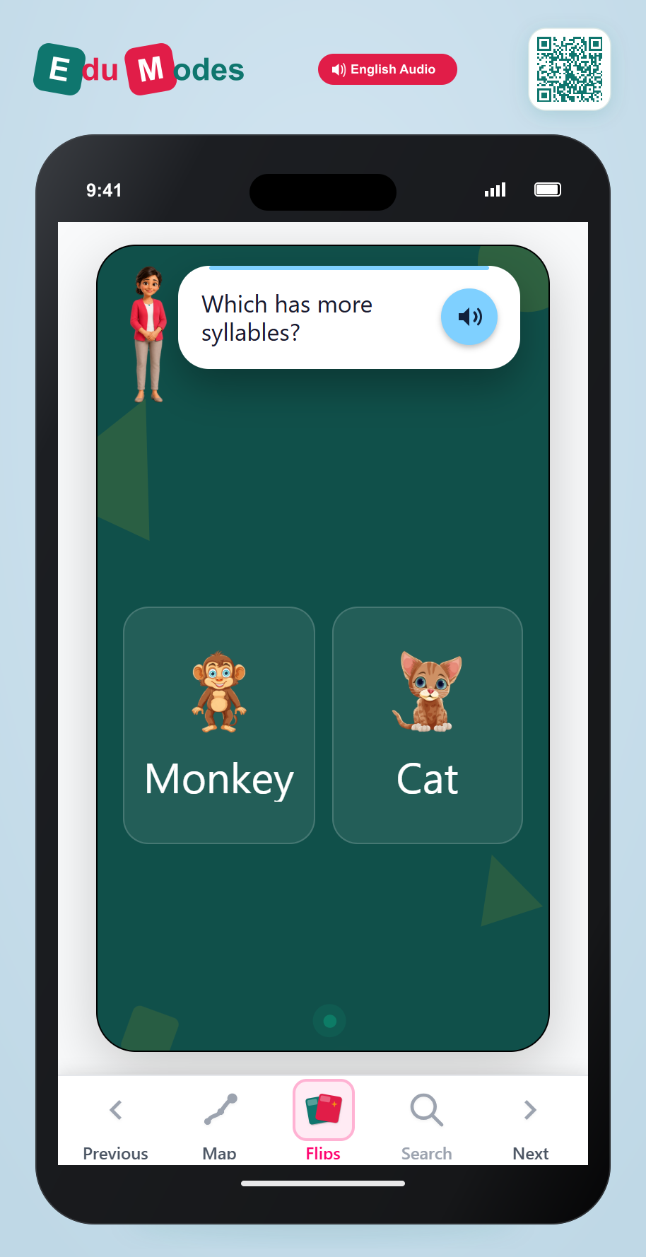 More Syllables - Monkey vs Cat - Interactive Learning Game Preview