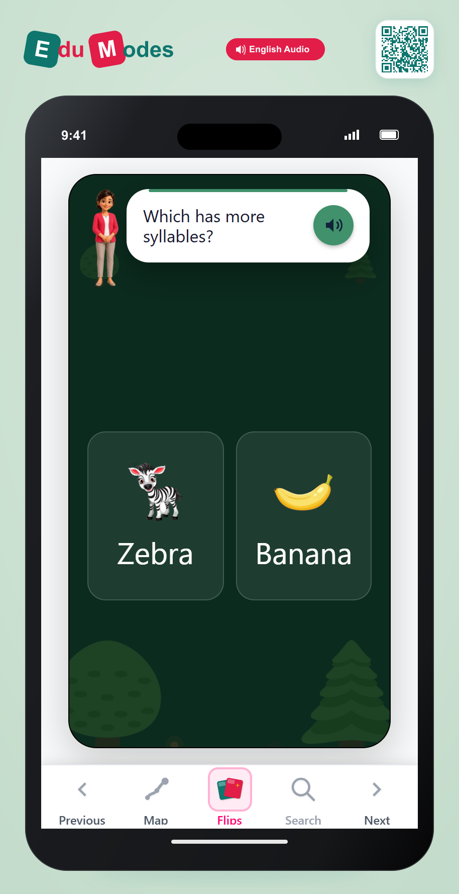 More Syllables - Zebra vs Banana - Interactive Learning Game Preview
