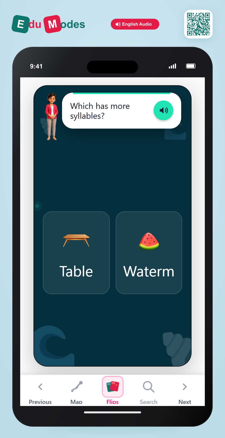 More Syllables - Table vs Watermelon - Interactive Learning Game Preview