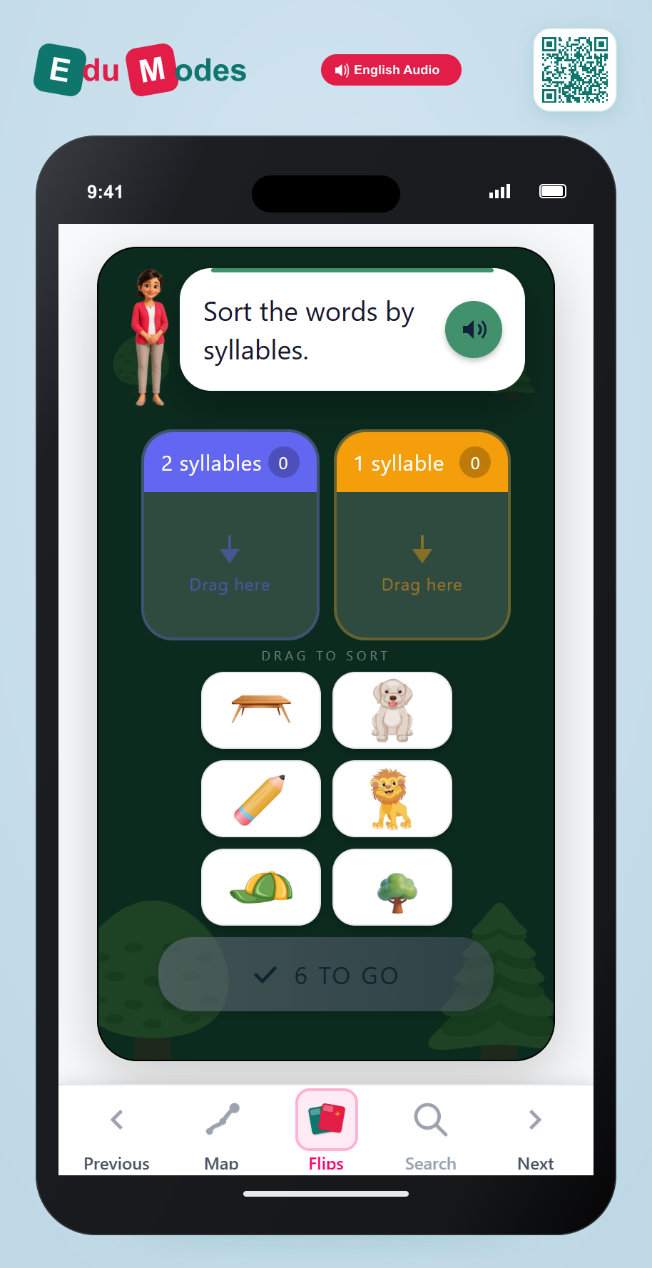Sort Syllables - 1 vs 2 (Med) - Interactive Learning Game Preview