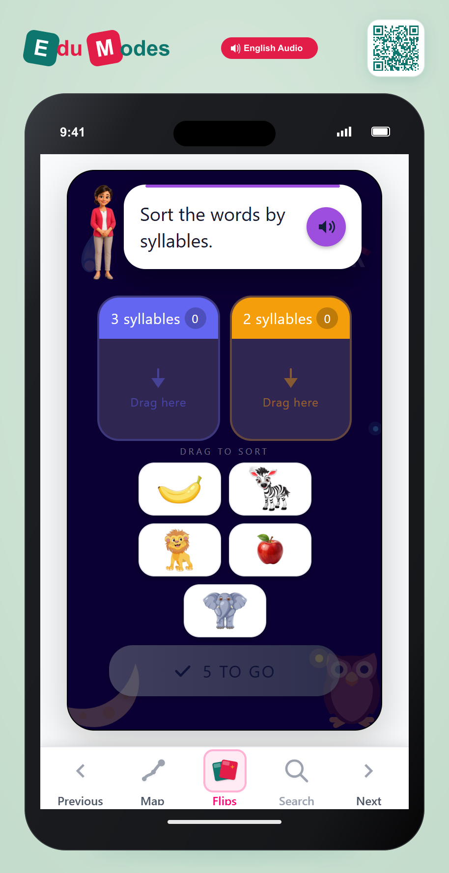 Sort Syllables - 2 vs 3 (Med) - Interactive Learning Game Preview